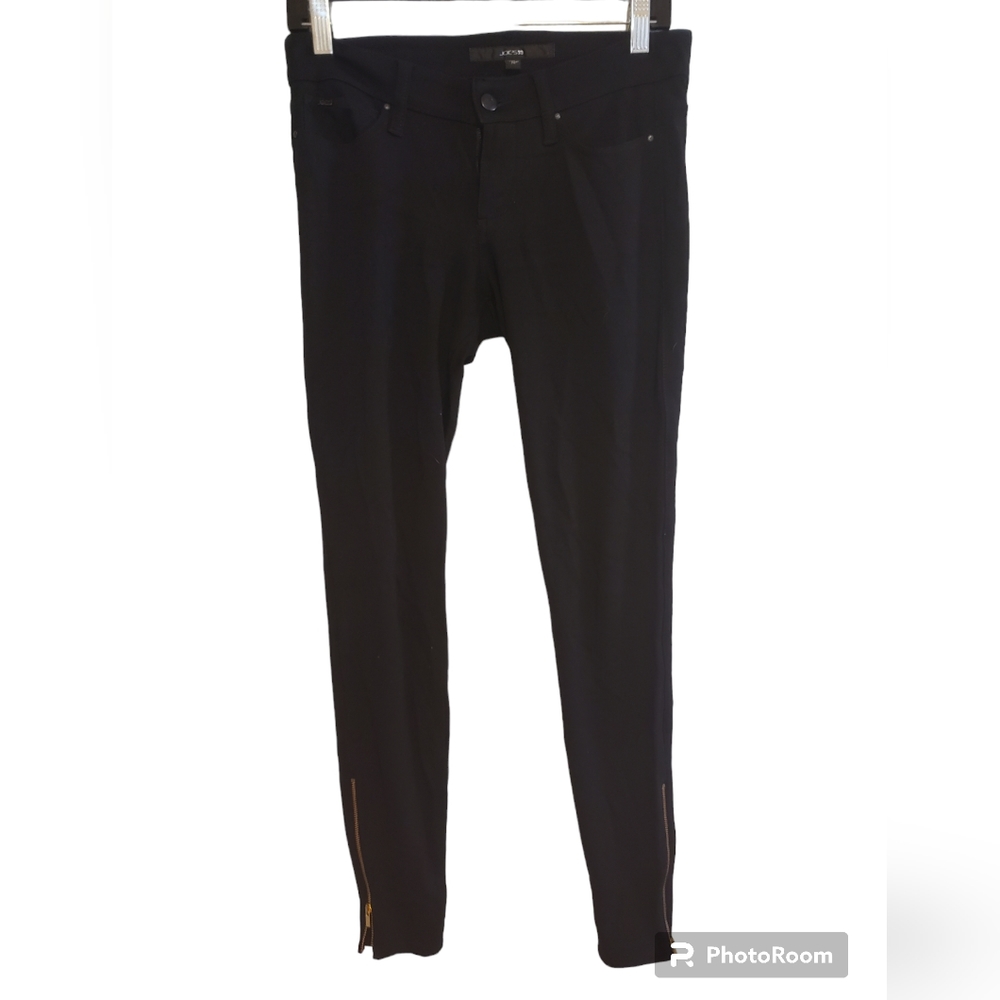 JOE'S Jeans Jet Black Soft Jeggings w/Gold Zipper Embellishment at Ankle Size 26